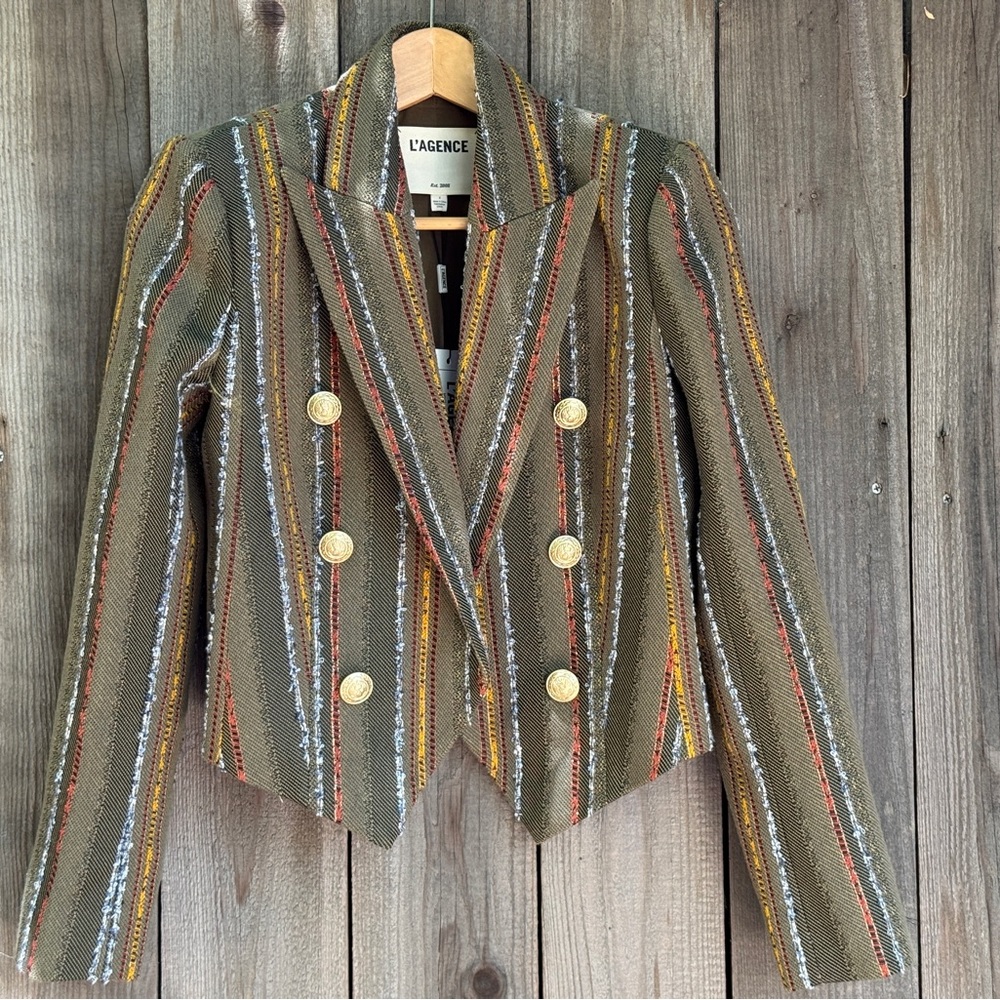 Striped Blazer with Gold Buttons